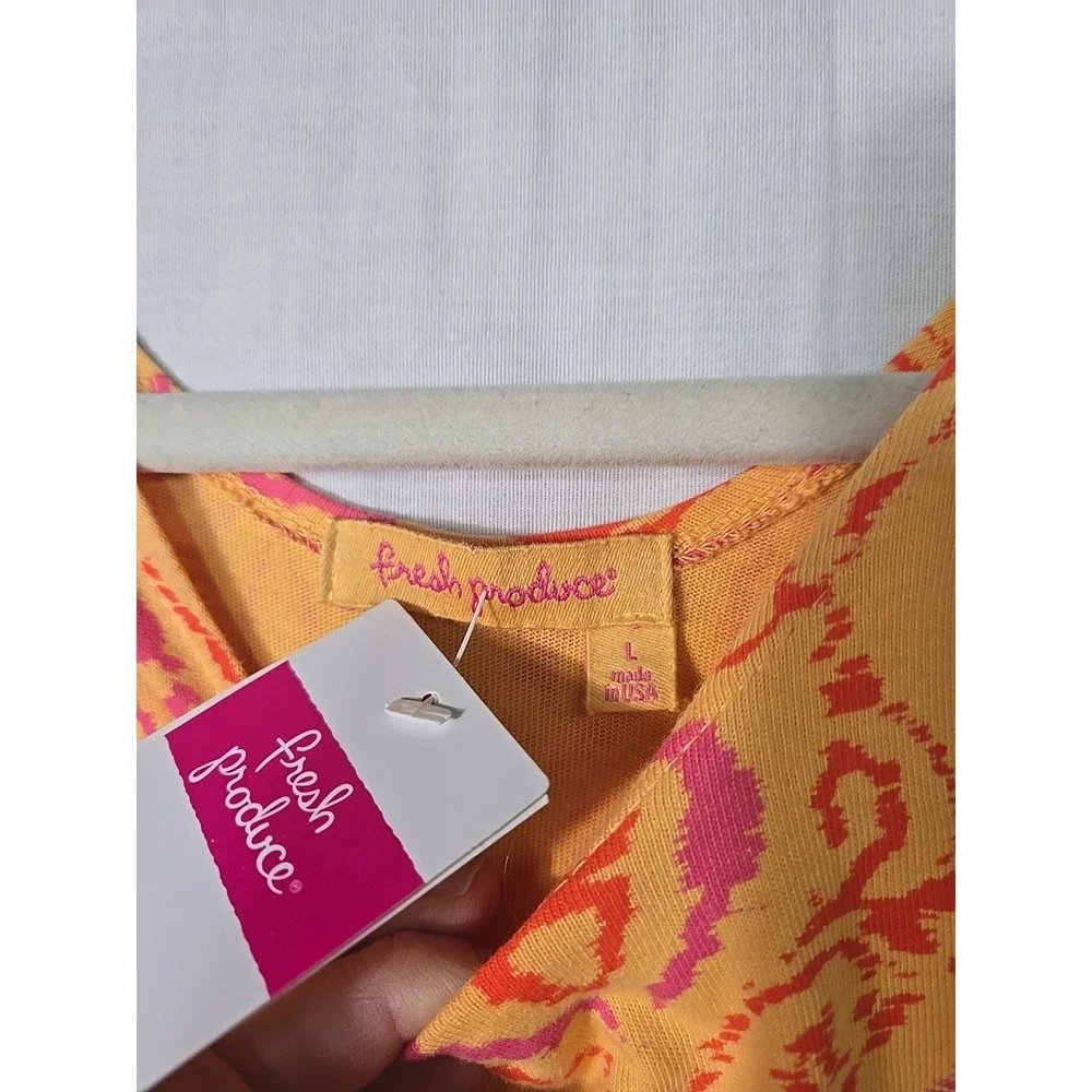 NWT Fresh Produce Girl's Size Large (6/7) Orange Tank Dress Ruffle‎ Papaya USA
